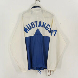 Vintage 80s Kway White Blue Mustang Sports Moto Windbreaker Jacket